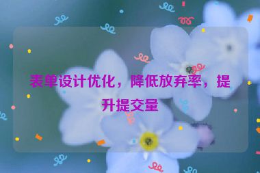 表單設計優化，降低放棄率，提升提交量