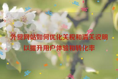 外貿網站如何優化關稅和清關說明以提升用戶體驗和轉化率