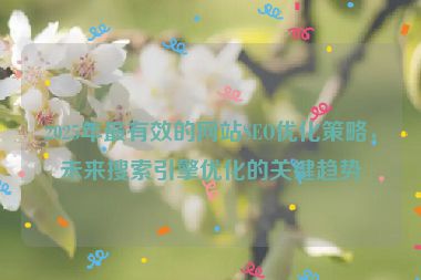 2025年最有效的網(wǎng)站SEO優(yōu)化策略，未來搜索引擎優(yōu)化的關(guān)鍵趨勢