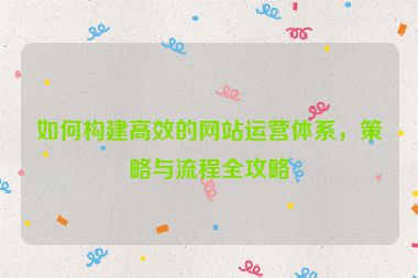 如何構建高效的網站運營體系，策略與流程全攻略