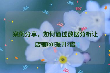 案例分享，如何通過數據分析讓店鋪ROI提升3倍