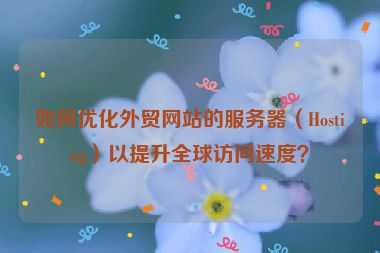 如何優化外貿網站的服務器（Hosting）以提升全球訪問速度？