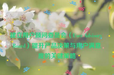 建立用戶顧問委員會（User Advisory Board）提升產品決策與用戶滿意度的關鍵策略