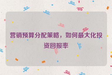 營銷預算分配策略，如何最大化投資回報率