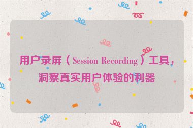 用戶錄屏（Session Recording）工具，洞察真實用戶體驗的利器