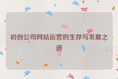 初創公司網站運營的生存與發展之道