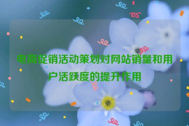 電商促銷活動策劃對網站銷量和用戶活躍度的提升作用